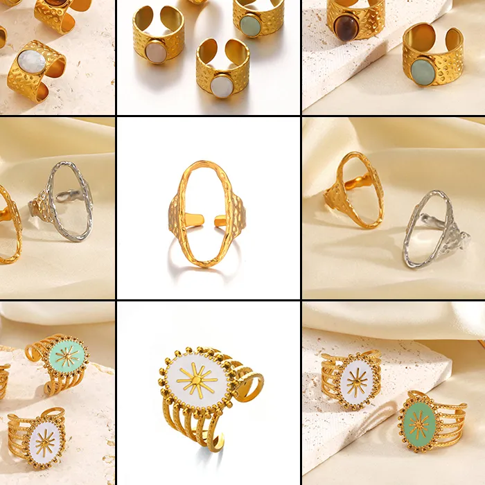 Authentic Radiant Golden Sun Amulet Ring – Bohemian Open‑Finger Talisman with Colorful Natural Stone