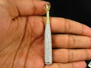 Authentic The Golden Strike: 2Ct Lab Created Diamond Baseball Bat Talisman