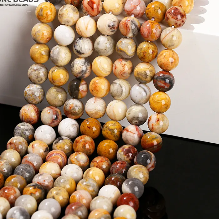 Authentic Crazy Lace Agate Natural Stone Beads, Round Loose Spacer 4- 12Mm Jewelry Making Supplies Diy Necklace Bracelet 15