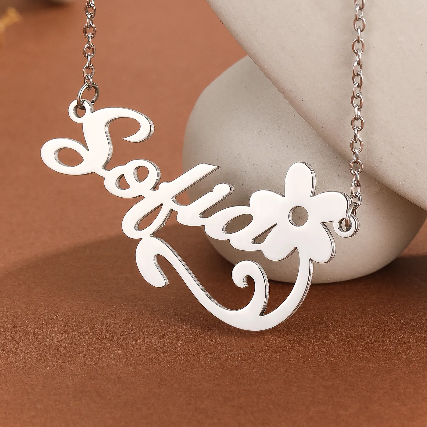 Authentic Floral Letter Talisman Necklace Personalized Gold- Plated Collarbone Chain