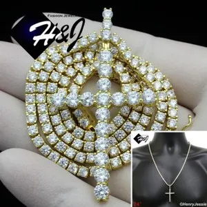 Authentic Shield of Divine Guidance - 24" Sterling Silver Tennis Chain with 3MM Gold Plated Cross Pendent