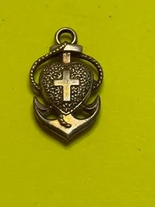 Authentic The Triad of Grace: Heart, Anchor, and Cross Gold-Plated Talisman