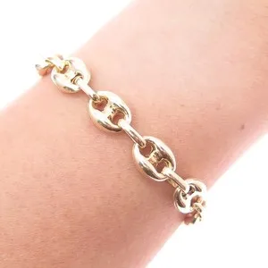 Authentic Anchored in Serenity: Gold-Plated Anchor Mariner Link Bracelet
