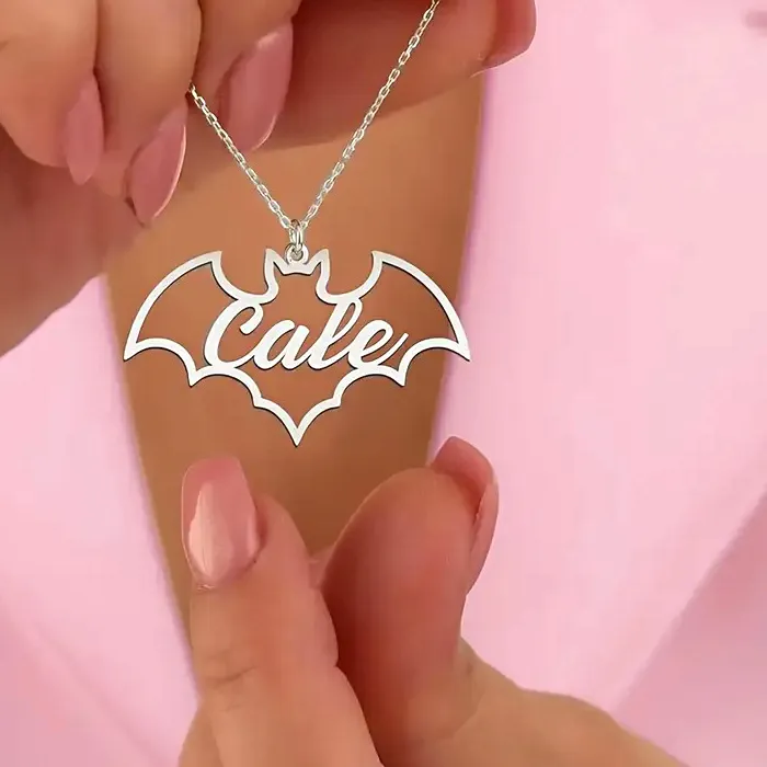 Authentic Custom Name Bat Necklaces Customized Necklace Pendant Personalized Goth Neck Chain Jewelry