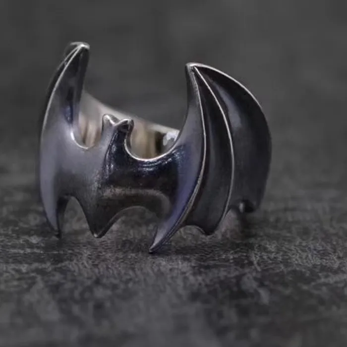 Authentic The Nocturnal Guardian: Sterling Silver Bat Totem Ring
