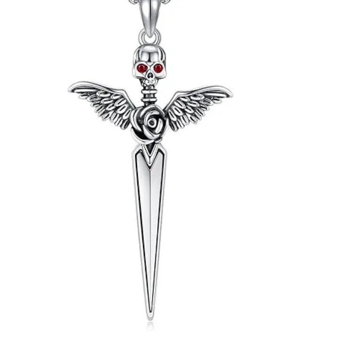 Authentic The Nocturnal Blade: Gothic Skeleton Bat Sword Talisman