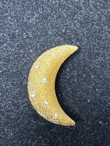 Authentic Vintage Christian Dior 1980s Celestial Diamanté Crescent Moon Talisman