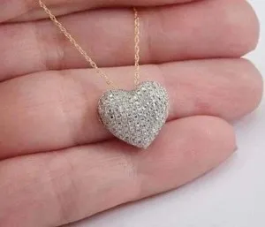 Authentic Heart of Radiant Light: 2CTW Moissanite Heart Pendant in 14K Two Tone Gold Plating