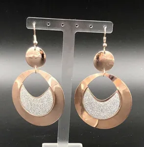 Authentic Celestial Stardust Disc Dangle Earrings in Rose Gold