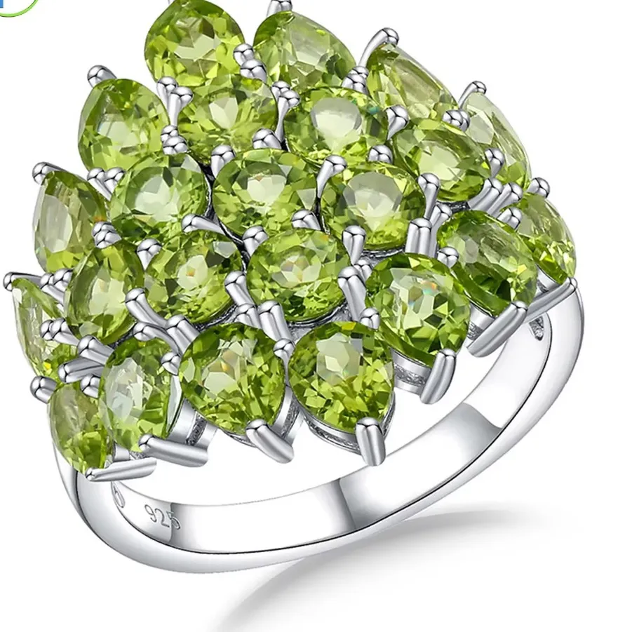 Authentic Gz Zongfa Original 925 Sterling Silve Rings Natural Peridot Diopside Gemstone 2Ct Fine Jewelry
