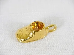 Authentic The Golden Cradle: Vintage Birthstone Baby Shoe Talisman of New Beginnings