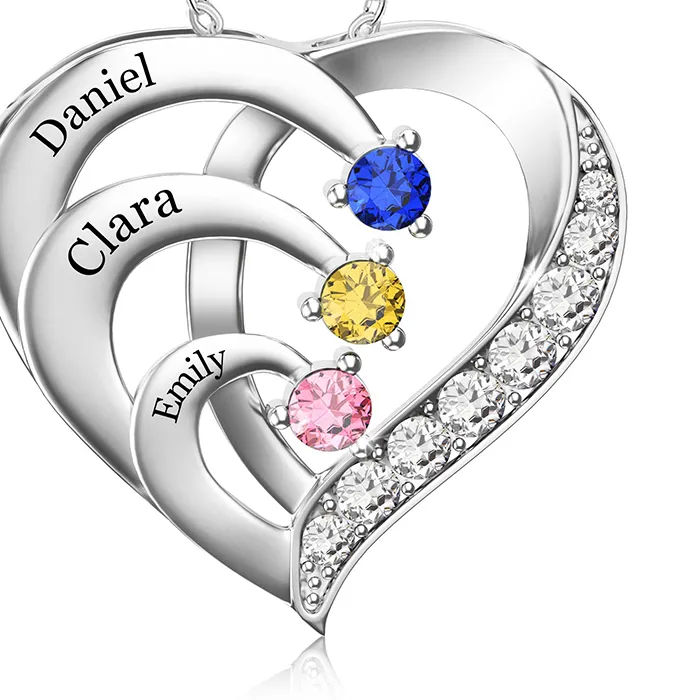 Authentic Heart Of Names Birthstone Promise Pendant