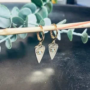Authentic Celestial Guardians Rose Gold Evil Eye Planchette Earrings