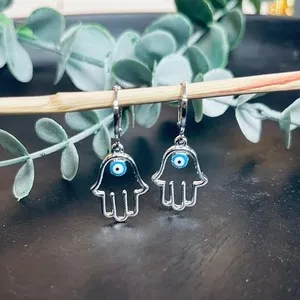 Authentic Celestial Hamsa Huggie Hoops: A Conduit of Divine Protection