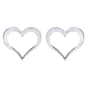 Authentic Heart of Unwavering Devotion: 14K White Gold Plated Sterling Silver Stud Earrings