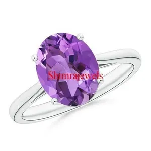 Authentic Violet Crown Of Tranquility Amethyst Talisman Ring In 18K White Gold Plate