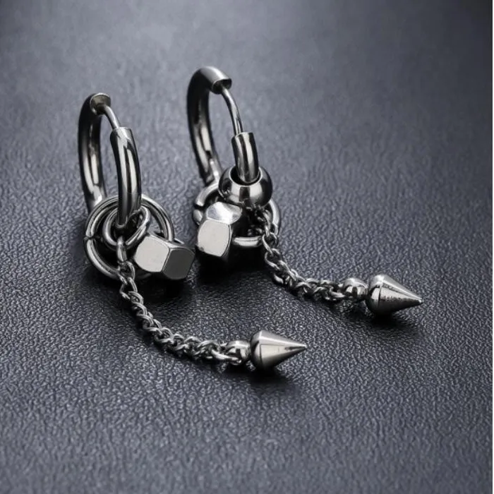Authentic The Iron Vanguard: Studded Chain Dangle Earrings