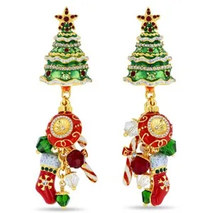 Authentic Evergreen Blessings: Radiant 18k Gold Plated Christmas Tree Charm Earrings