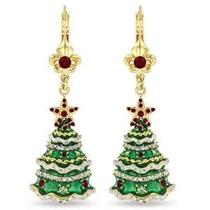 Authentic Deck the Cosmos: Celestial Christmas Tree Earrings, 22k Gold Plated