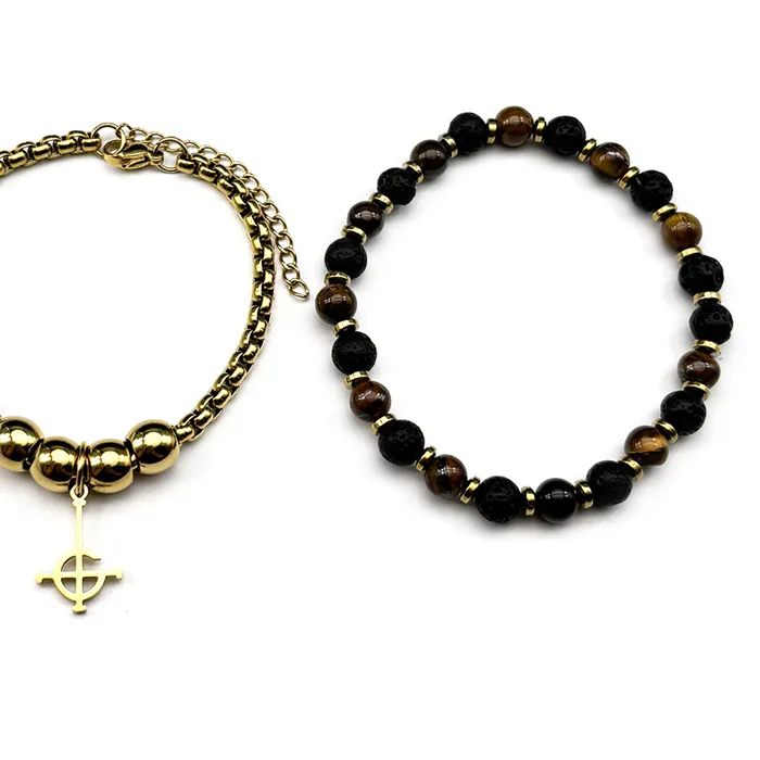 Authentic The Nameless Cross: Gilded Ghost Band and Tiger Eye Talisman