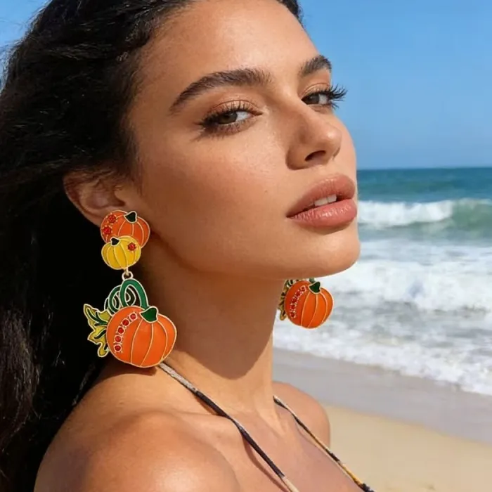 Authentic Illuminated Pumpkin Earrings: Guardians of Autumn's Bounty