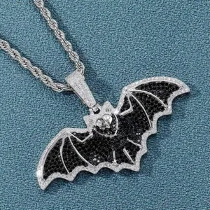 Authentic Celestial Bat of Radiant Diamonds: 3 Ct White‑Gold‑Plated Pendant