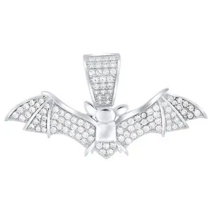 Authentic 2.00 Ct Round Cut Moissanite Men's Bat Pendant 14K White Gold Plated