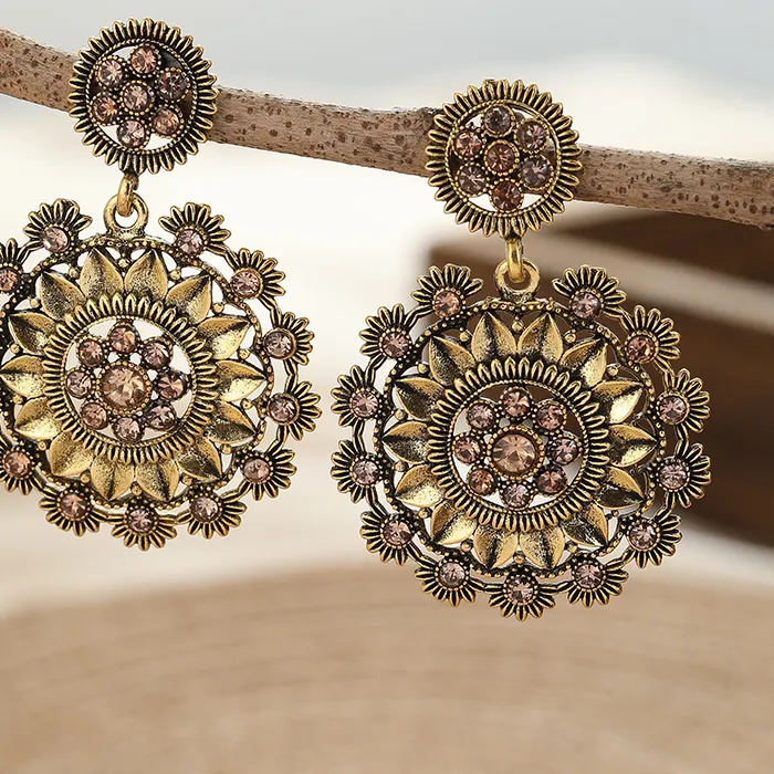 Authentic Solar Bloom Talisman Earrings Handcrafted Gold- Plated Sunflower Earrings For Bohemian Spirit And Inner Radiance