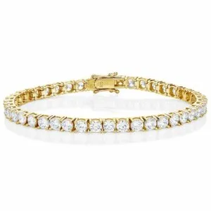 Authentic Celestial River Of Light Gold Plated Sterling Silver Tennis Bracelet With Radiant Zirconia