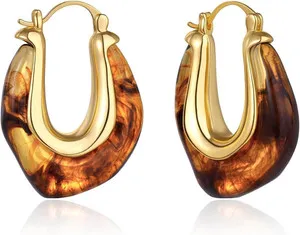 Authentic Aurelian Whispers Translucent Acrylic & 14K Gold Hoops