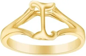 Authentic Celestial 'I' Engagement Ring: 14K Gold‑Plated Love Beacon