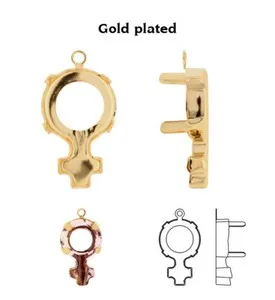 Authentic Sanctuary of the Venusian Essence: Radiant Gold-Plated Settings for the Female Symbol Crystal