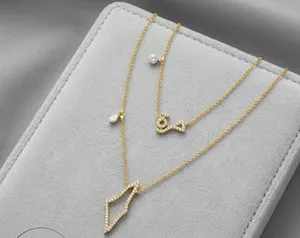 Authentic The Golden Horizon Palestine Map and Arabic Hurra Calligraphy Pendant