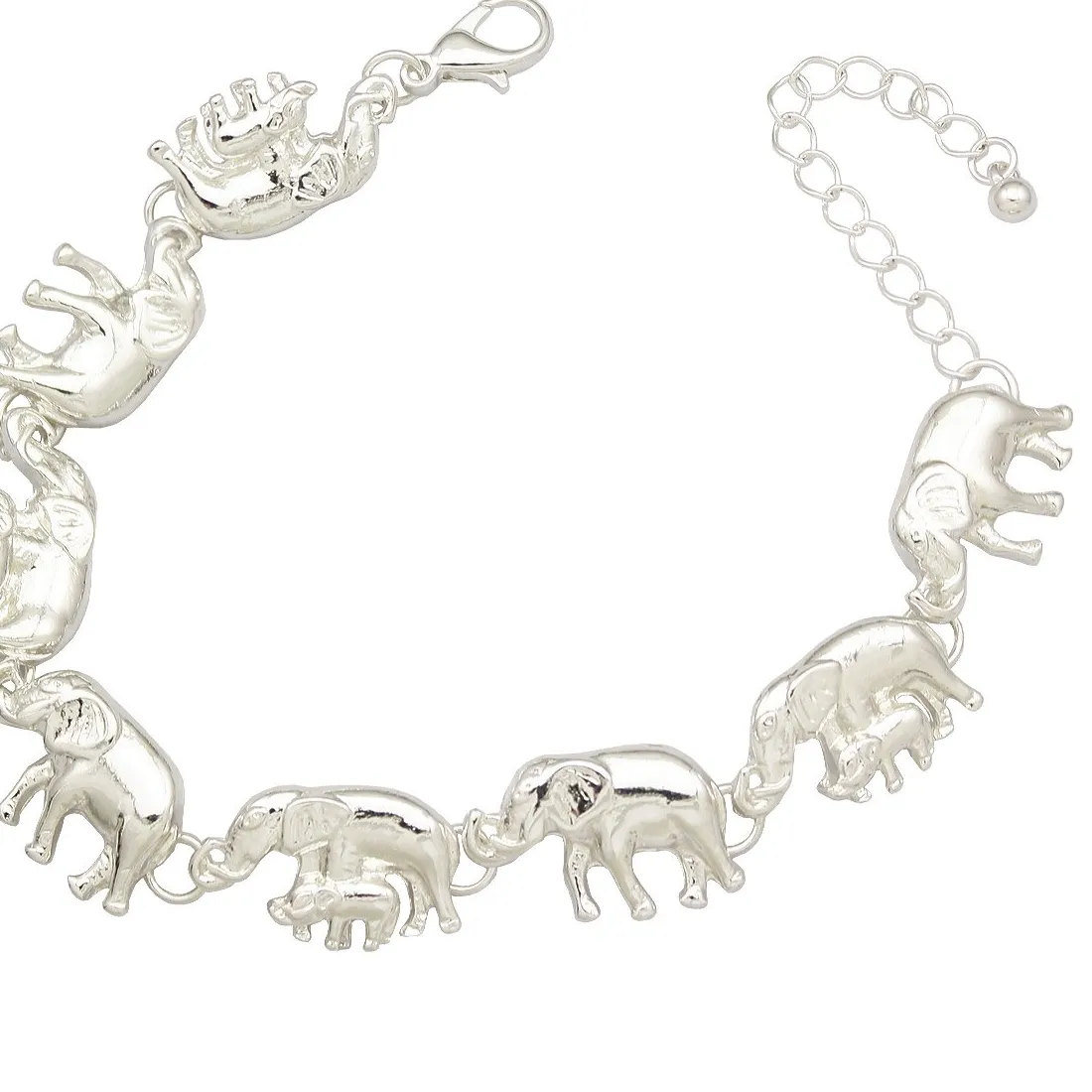 Authentic Silver Plated Elephant Pendant Bracelet For Woman Man Baby Link Hindu Ganesh Charms Chain Bangle Man Jewelry Accessories