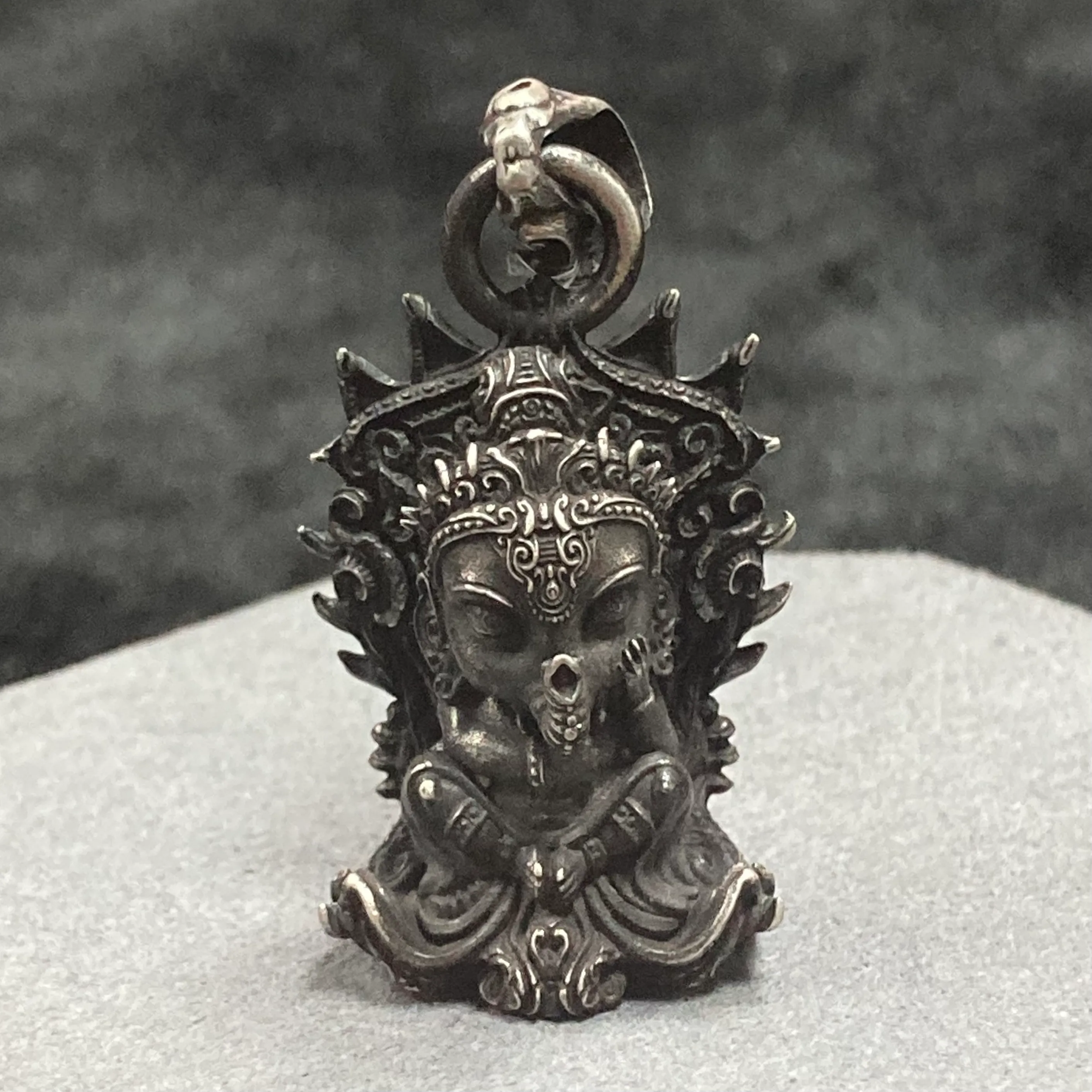 Authentic The Remover of Obstacles: Handcrafted Little Ganesh Silver Talisman