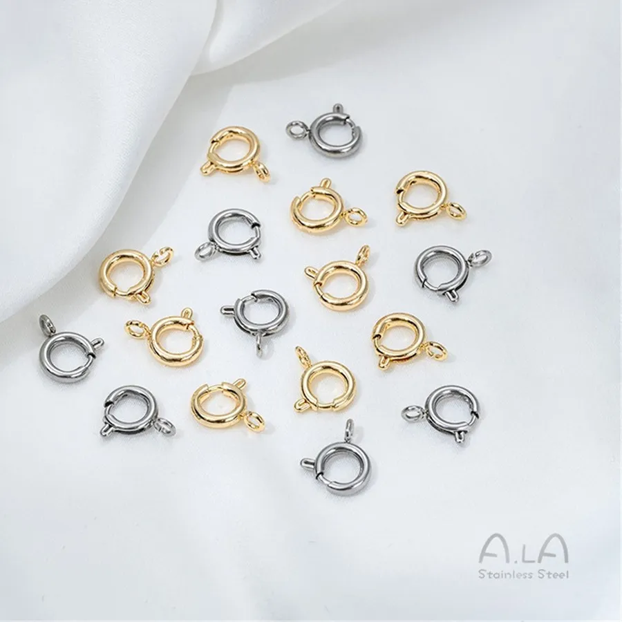 Authentic Non-Fading Titanium Spring Clasp Round Clasp DIY Necklace Bracelet Jewelry Connection Clasp Accessories
