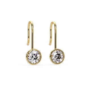 Authentic Celestial Light Bezel Dangle Hook Earrings in Radiant Sterling Silver
