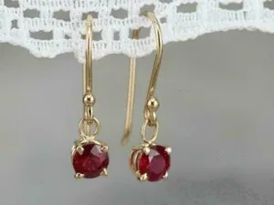 Authentic Crimson Flame Hook Earrings in Radiant 14K Gold Plate