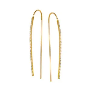 Authentic Celestial Threader Earrings: Luminous Gold-Plated Beams of Radiance