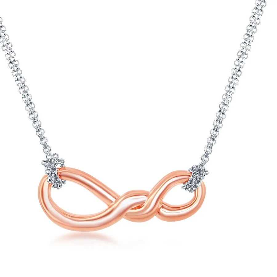 Authentic The Eternal Embrace: Rose Gold-Plated Sterling Silver Infinity Knot Necklace