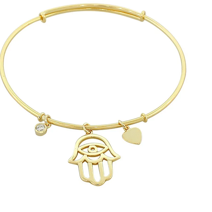 Authentic The Gilded Sanctuary Hamsa & Evil Eye Heart Bangle