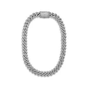 Authentic Moonlit Majesty: 12mm Prong Full Moissanite Chain Adorned with Mystical Gold