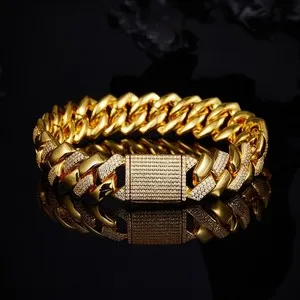 Authentic Radiant Solar Serpent: The 18K Gold-Plated Moissanite Cuban Link