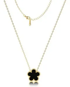 Authentic 18K Gold Plated Necklace Women Four Leaf Clover Necklace Lucky Pendant Jewelry