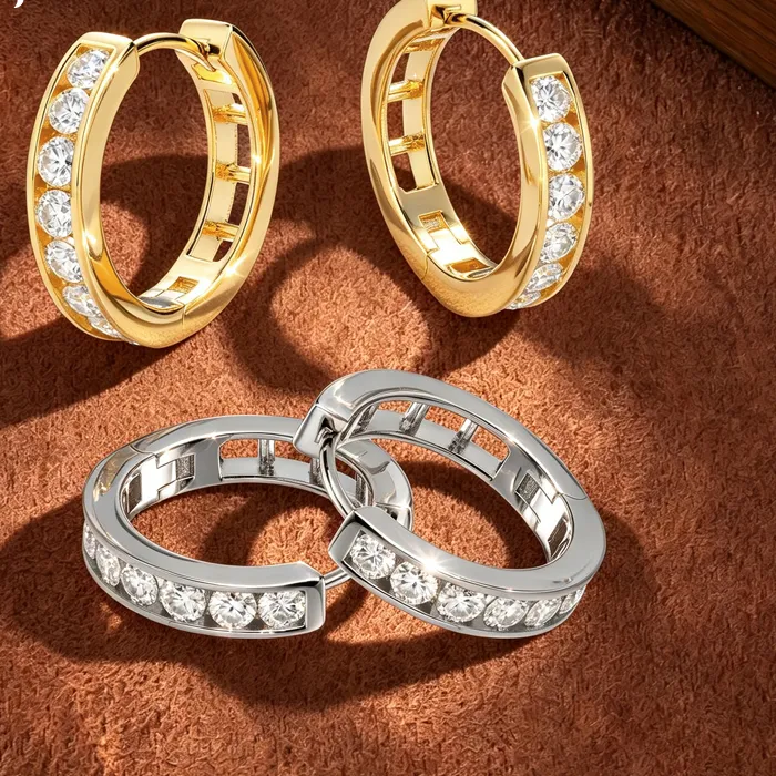 Authentic Celestial Halo Moissanite Huggies: A Manifestation of Eternal Light