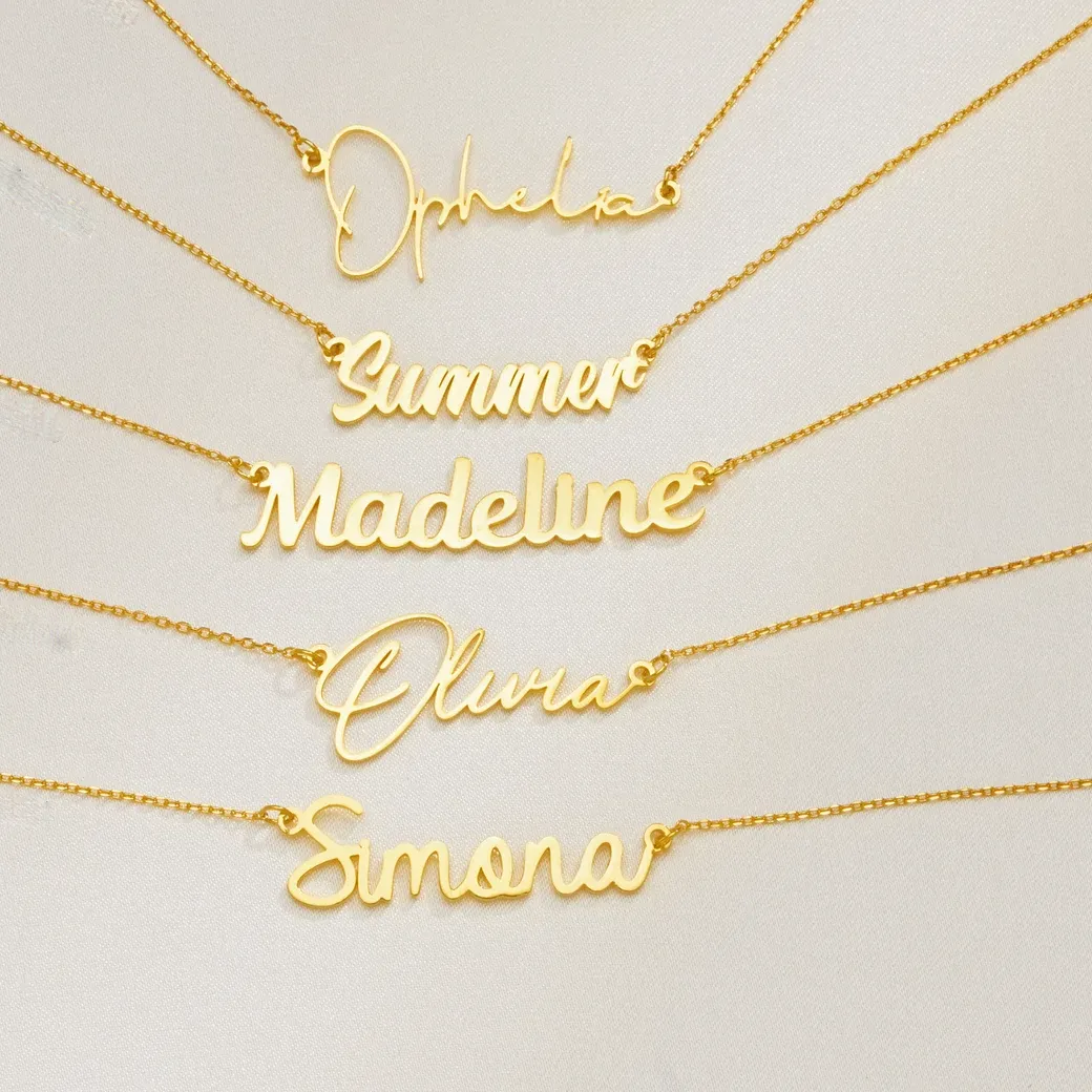 Authentic Custom Name Necklace Personalised Cursive Letter Pendant Jewelry Chain Choker Collar