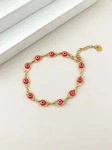 Authentic Women's Gold Plated Evil Eye Bracelet Lucky Protection Jewelry