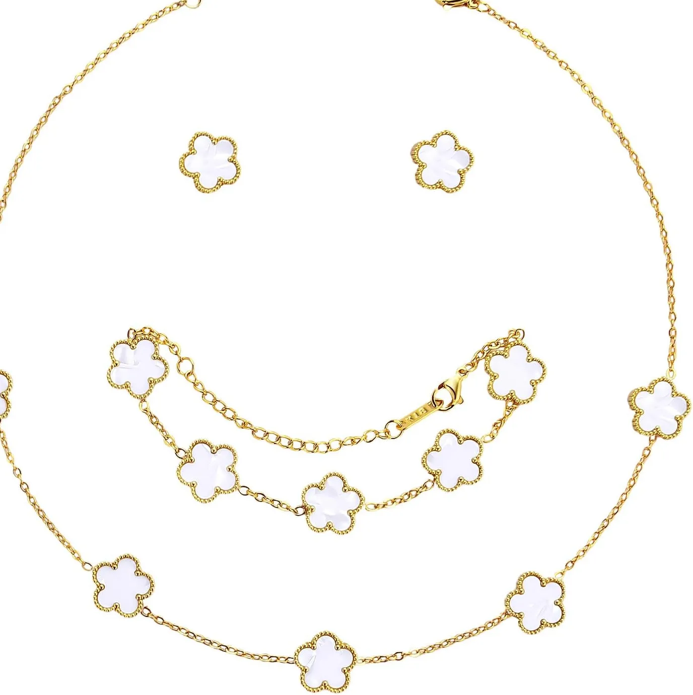 Authentic The Verdant Fortune: 18K Gold-Plated Five-Leaf Clover Talisman Set