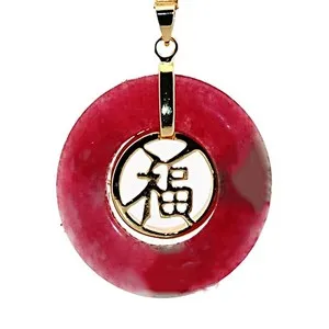 Authentic 1Pc Red Jade Pendant For Women Gold Plated Pendant Blessing 福 Lucky Charms