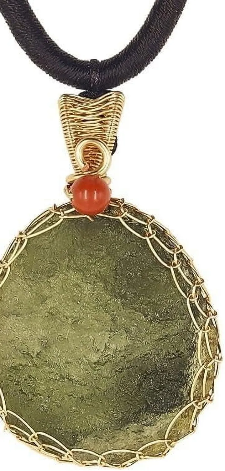 Authentic Celestial Fire Talisman Raw Moldavite Gold- Plated Amulet